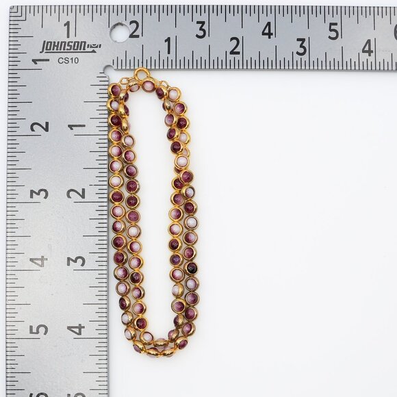 Vintage Gold Toned Choker Necklace With Purple Ombre Beads-UV Light Glow Effect - Picture 5 of 5